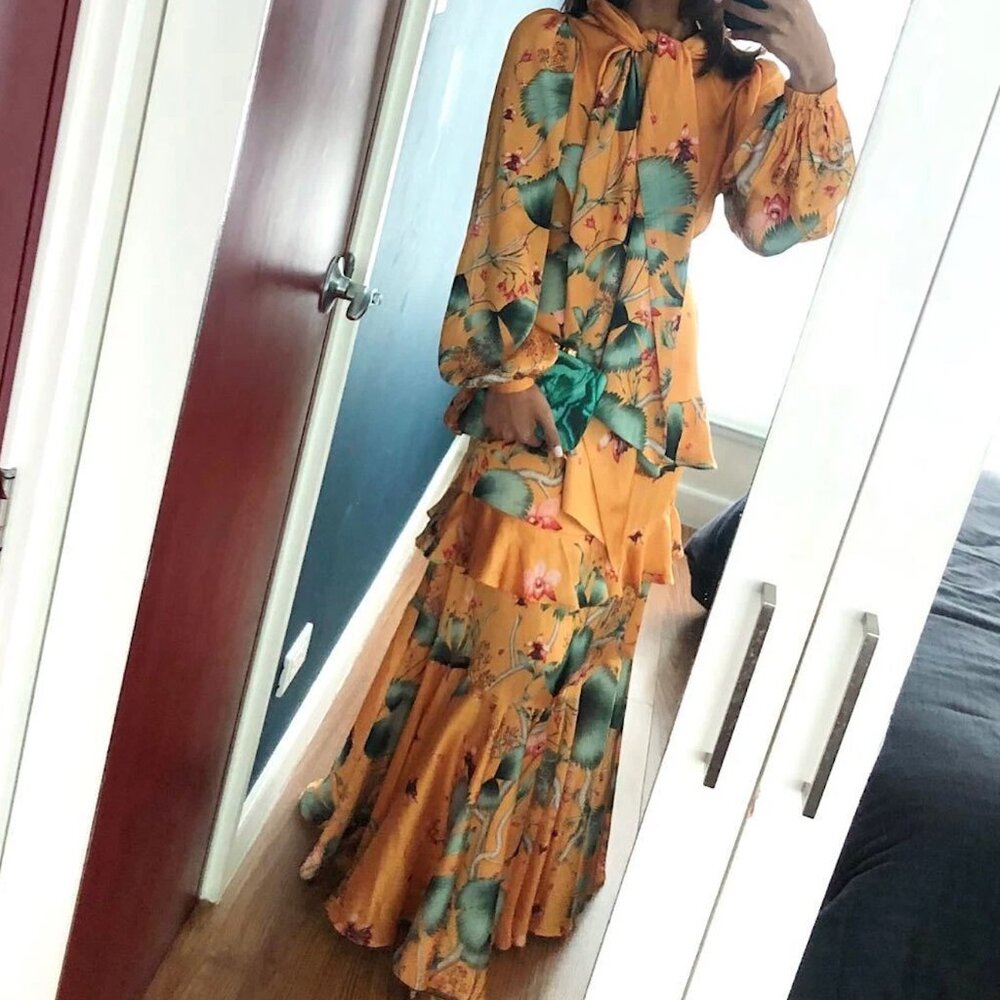 Johanna Ortiz x H&M Yellow Maxi Dress Sz 2 - Picture 4 of 10